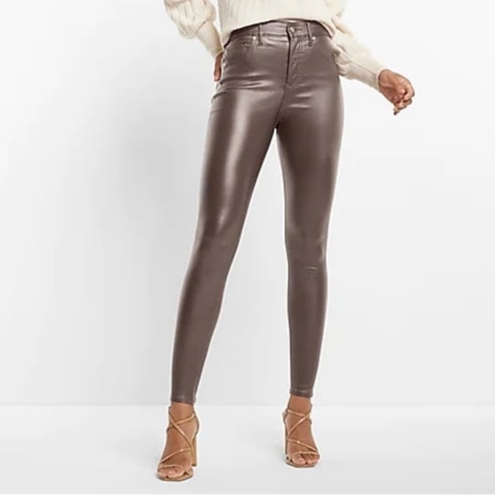 Express High Rise Skinny High Rise Jeans in Metallic Bronze Size 2 New